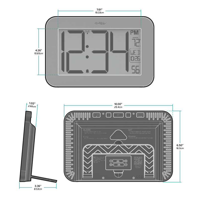 La crosse technology large time digital atomic clock with 4 inch digits